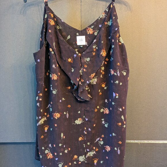 cabi Pinstripe Floral Cami V Neck Style 3607 - Picture 2 of 4